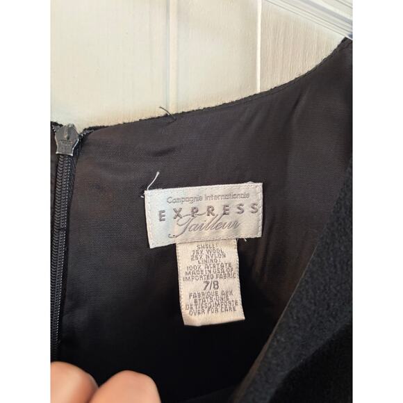 Vintage Express Tailleur Wool Blend Little Black Dress Sleeveless Size 7/8 - Picture 5 of 5